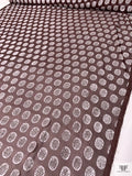 French Oval Design Burnout Velvet with Lurex - Cocoa Bean / Lustrous White