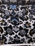 Damask Burnout Velvet - Black / Blue / Light Amber / Grey