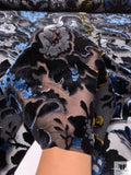 Damask Burnout Velvet - Black / Blue / Light Amber / Grey