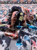 French Floral Burnout Panné Velvet with Lurex - Dusty Coral / Turquoise / Icy Aqua / Navy