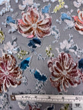 French Floral Burnout Panné Velvet with Lurex - Dusty Coral / Turquoise / Icy Aqua / Navy