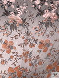 French Romantic Floral Burnout Velvet with Lurex - Blush Peach / Grey