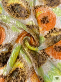 Floral Burnout and Bold Printed Velvet - Orange / Lime / Brown / Off-White