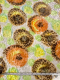 Floral Burnout and Bold Printed Velvet - Orange / Lime / Brown / Off-White