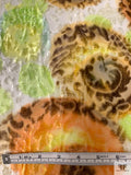 Floral Burnout and Bold Printed Velvet - Orange / Lime / Brown / Off-White