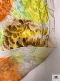 Floral Burnout and Bold Printed Velvet - Orange / Lime / Brown / Off-White