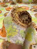 Floral Burnout and Bold Printed Velvet - Orange / Lime / Brown / Off-White