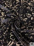 Floral Burnout Panné Velvet on Metallic Chiffon - Black / Gold