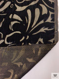 Floral Burnout Panné Velvet on Metallic Chiffon - Black / Gold
