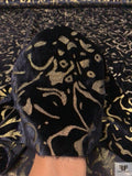 Floral Burnout Panné Velvet on Metallic Chiffon - Black / Gold