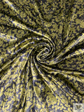 Floral Printed Panné Velvet - Lime / Dark Navy