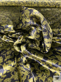 Floral Printed Panné Velvet - Lime / Dark Navy