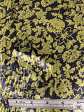 Floral Printed Panné Velvet - Lime / Dark Navy
