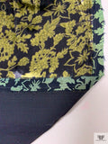 Floral Printed Panné Velvet - Lime / Dark Navy