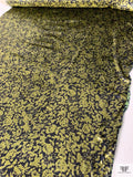 Floral Printed Panné Velvet - Lime / Dark Navy