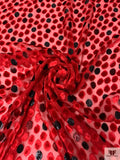 French Burnout Panné Velvet Dots with Lurex - Red / Black