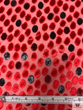 French Burnout Panné Velvet Dots with Lurex - Red / Black