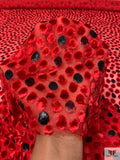French Burnout Panné Velvet Dots with Lurex - Red / Black