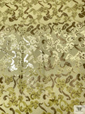 French Ornate Burnout Panné Velvet with Lurex - Icterine Yellow / Gold