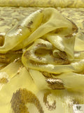 French Ornate Burnout Panné Velvet with Lurex - Icterine Yellow / Gold