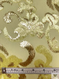 French Ornate Burnout Panné Velvet with Lurex - Icterine Yellow / Gold
