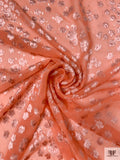 French Clusters Burnout Panné Velvet with Lurex - Peach Orange