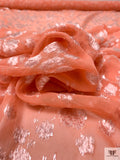 French Clusters Burnout Panné Velvet with Lurex - Peach Orange