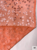 French Clusters Burnout Panné Velvet with Lurex - Peach Orange