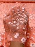 French Clusters Burnout Panné Velvet with Lurex - Peach Orange