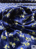 Ditsy Floral Printed Velvet - Navy / Lime / Grey