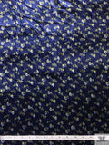 Ditsy Floral Printed Velvet - Navy / Lime / Grey