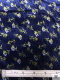 Ditsy Floral Printed Velvet - Navy / Lime / Grey