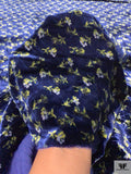 Ditsy Floral Printed Velvet - Navy / Lime / Grey