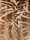 Italian Snakeskin Printed Burnout Panné Velvet - Antique Gold / Brown