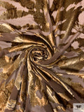 Italian Snakeskin Printed Burnout Panné Velvet - Antique Gold / Brown