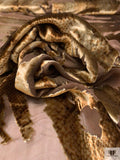 Italian Snakeskin Printed Burnout Panné Velvet - Antique Gold / Brown