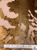 Italian Snakeskin Printed Burnout Panné Velvet - Antique Gold / Brown
