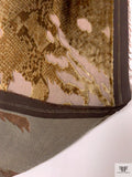 Italian Snakeskin Printed Burnout Panné Velvet - Antique Gold / Brown