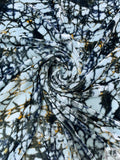 Abstract Printed Velvet - Ice Blue / Black / Navy / Tangerine