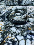 Abstract Printed Velvet - Ice Blue / Black / Navy / Tangerine