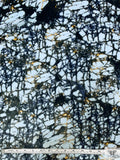 Abstract Printed Velvet - Ice Blue / Black / Navy / Tangerine