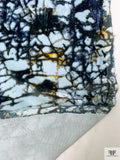Abstract Printed Velvet - Ice Blue / Black / Navy / Tangerine