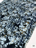 Abstract Printed Velvet - Ice Blue / Black / Navy / Tangerine