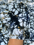 Abstract Printed Velvet - Ice Blue / Black / Navy / Tangerine