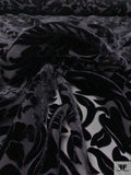 Floral Burnout Velvet - Black