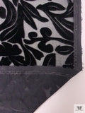 Floral Burnout Velvet - Black
