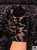Floral Burnout Velvet - Black