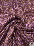 Webbing Circles Printed Silk Charmeuse - Wine Purple / Tan Brown / Lavender