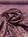 Webbing Circles Printed Silk Charmeuse - Wine Purple / Tan Brown / Lavender