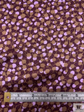 Webbing Circles Printed Silk Charmeuse - Wine Purple / Tan Brown / Lavender